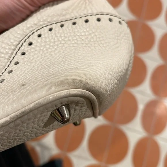 Coach Hampton Pebbled Leather Tassel Satchel Handbag Shoulder Purse Beige - Picture 5 of 9